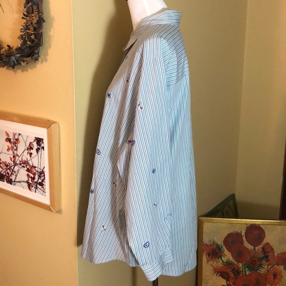 KORET StephanieIISize 2X  Striped Embroidered ButtonDown NoWrinkle Preppy Career - Picture 10 of 16